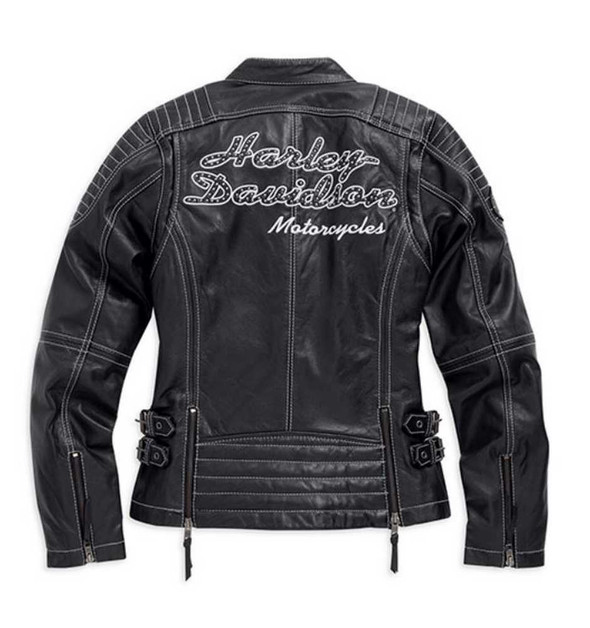 Harley-Davidson® Women's Agitator Leather Jacket, Black/White