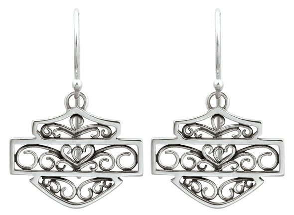 Harley-Davidson Women's Bali Style Filigree Bar & Shield Earrings HDE0280 - Wisconsin Harley-Davidson