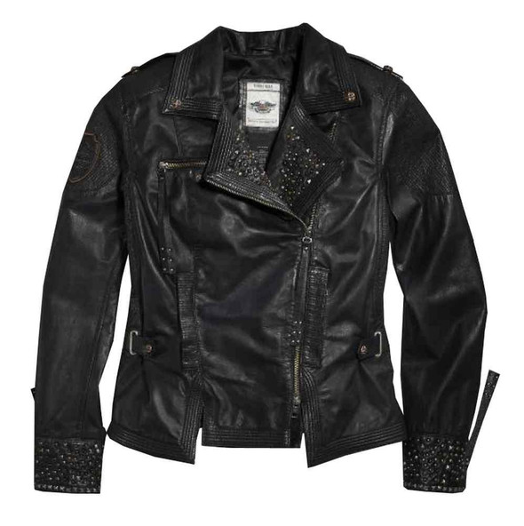 Harley-Davidson Women's Winsome Studded Leather Biker Jacket 97101-16VW - Wisconsin Harley-Davidson