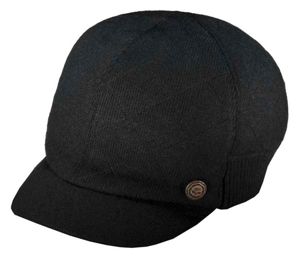 Harley-Davidson Men's Willie G Skull Quilted Brimmed Knit Cap, Black 97614-16VM - Wisconsin Harley-Davidson