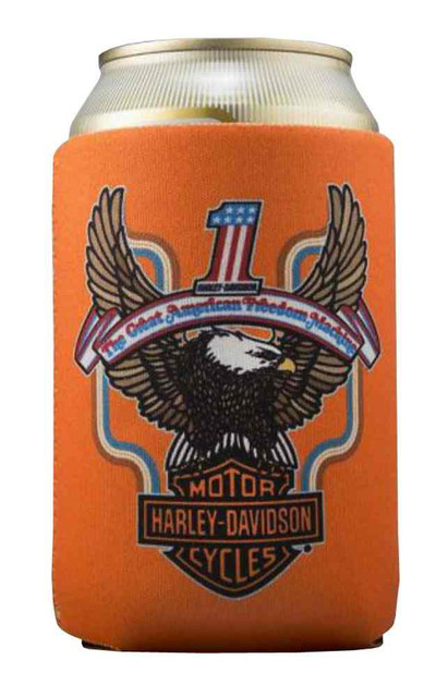 Harley-Davidson Full-Time Freedom Eagle Can Cooler, Orange Neoprene 96867-16V - Wisconsin Harley-Davidson
