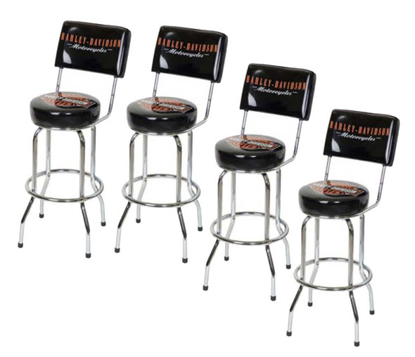 Harley-Davidson Bar & Shield Bar Stool With Back Rest HDL-12204 SET OF 4 - Wisconsin Harley-Davidson