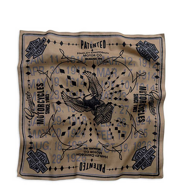 Harley-Davidson Men's Eagle Bandana, Allover Brown/Black, Head Wrap. 99408-15VM - Wisconsin Harley-Davidson