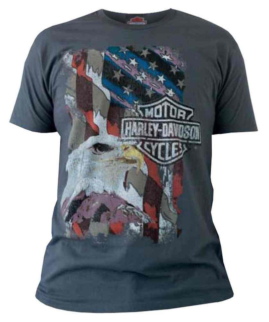 Harley-Davidson Men's Short Sleeve Tee, Have Courage Patriotic Eagle, Charcoal - Wisconsin Harley-Davidson