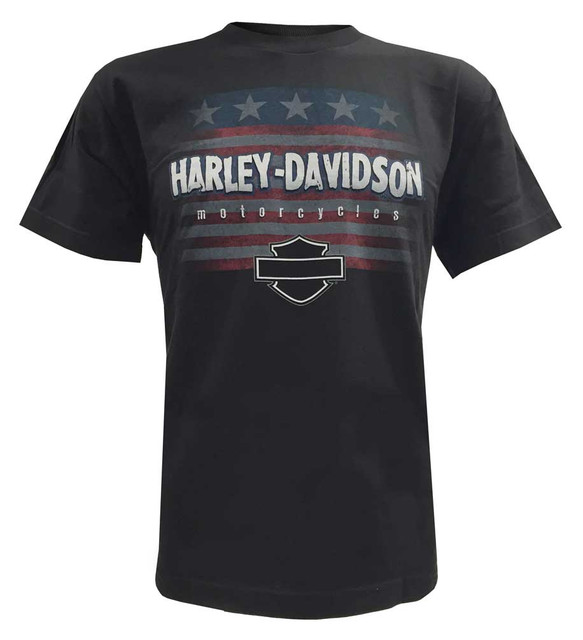 Harley-Davidson Big Boys' Stars N' Stripes Patriotic Youth T-Shirt, Black - Wisconsin Harley-Davidson