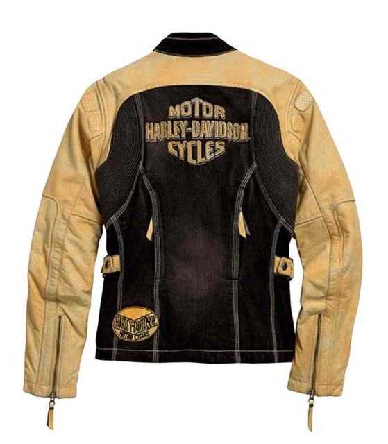 Harley-Davidson ライダースジャケット Harley-Davidson® Women's Fade Out Denim & Leather Jacket, Black