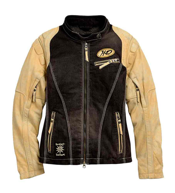 Harley-Davidson® Women's Fade Out Denim & Leather Jacket, Black