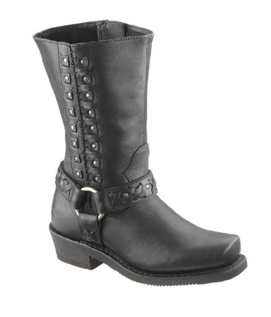 Harley-Davidson Women's Auburn Black Harness 9-Inch Motorcycle Boots D85431 - Wisconsin Harley-Davidson