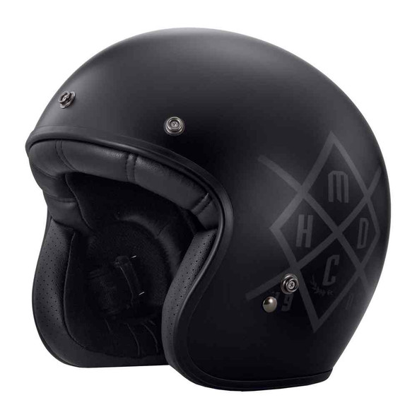 Harley-Davidson Men's Black Label Core HDMC Retro 3/4 Helmet, Black 98221-16VM - Wisconsin Harley-Davidson
