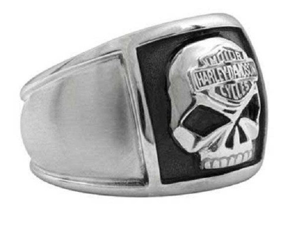 Harley-Davidson Men's Bar & Shield Skull Cigar Band Ring Stainless Steel HSR0020 - Wisconsin Harley-Davidson
