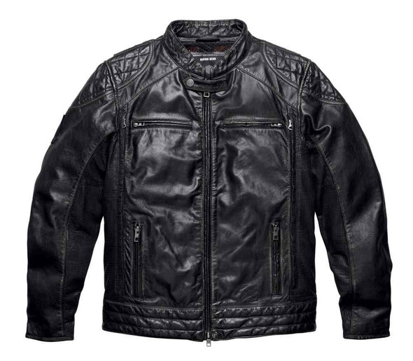 Harley-Davidson Mens Black Label Core Perforated Panel Leather Jacket 98113-16VM - Wisconsin Harley-Davidson