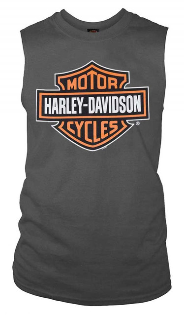 Harley-Davidson Men's Bar & Shield Muscle Shirt Tank Top, Charcoal Tee 30296624 - Wisconsin Harley-Davidson