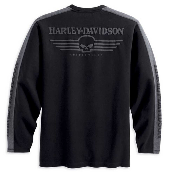 Harley-Davidson® Men's Skull Long Sleeve Waffle Knit Shirt Black