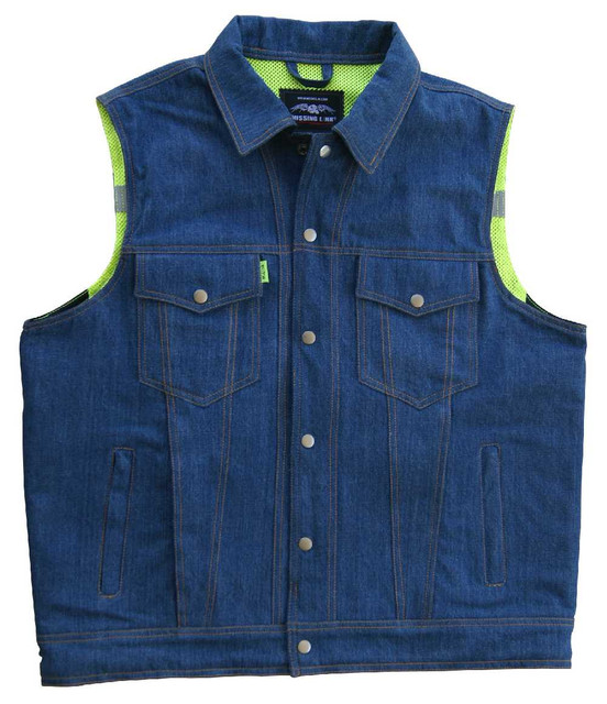 Missing Link Mens Lawless Reversible Denim Safety Vest - Green
