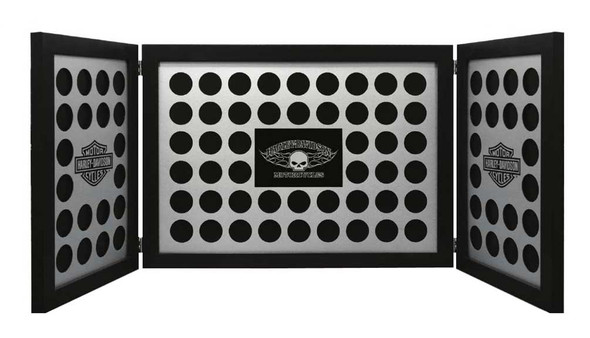 Harley-Davidson Tri-Fold Poker Chip Collectors Frame, Holds 88 Chips, Black 6973 - Wisconsin Harley-Davidson