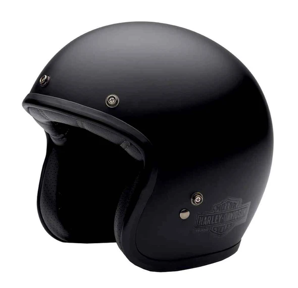 Harley-Davidson Men's 3/4 Helmet, Retro Bar & Shield, Matte Black 98368-15VM - Wisconsin Harley-Davidson