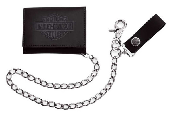 Harley-Davidson Bar & Shield Tri-Fold Long Biker Wallet, Black Leather 99449-06V - Wisconsin Harley-Davidson