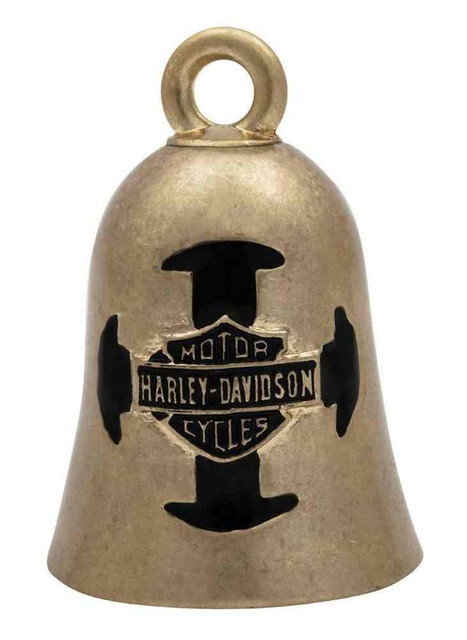 Harley-Davidson Bar & Shield Cross Ride Bell, Gold Durable Zinc HRB058 - Wisconsin Harley-Davidson
