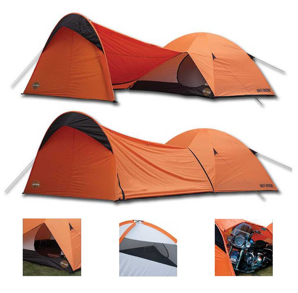 Harley-Davidson® Dome Tent w/ Vestibule Motorcycle Storage, Orange