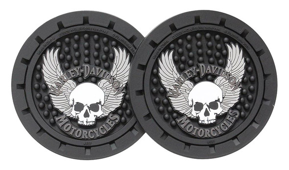 Harley-Davidson Skull & Wings Car Drink Holder Coasters, Set Of 2 CG627 - Wisconsin Harley-Davidson