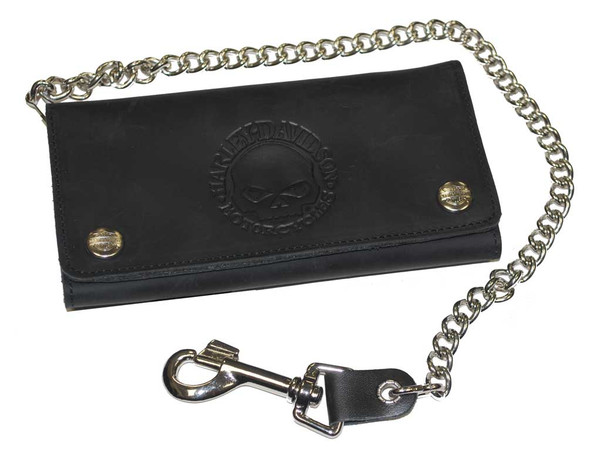 Harley-Davidson Men's Embossed Willie G. Skull Biker Chain Wallet Black BW339H-5 - Wisconsin Harley-Davidson