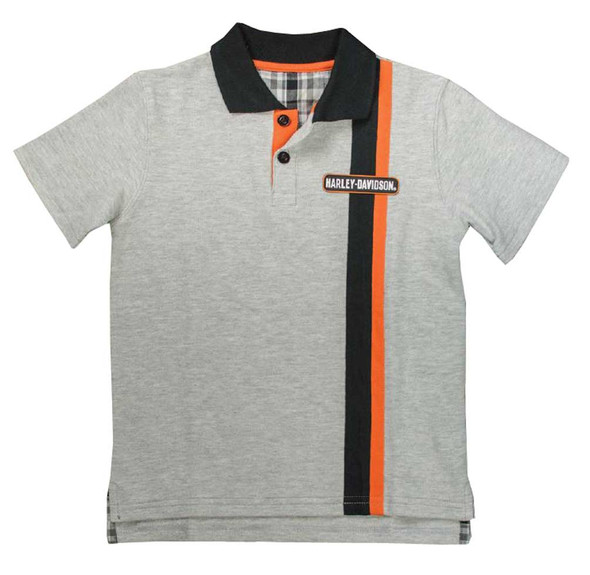 Harley-Davidson Little Boys' Bar & Shield Short Sleeve Pique Polo, Gray 1081637 - Wisconsin Harley-Davidson