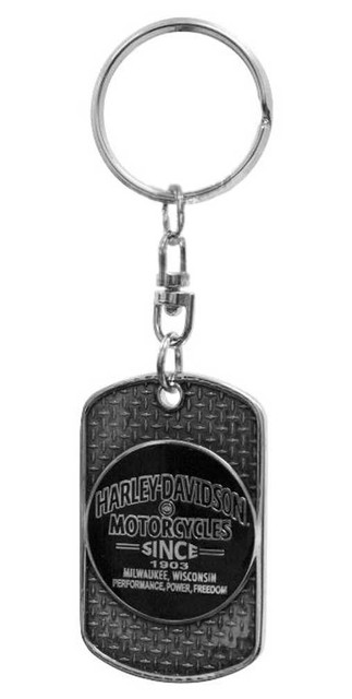Harley-Davidson® Dog Tag, Winged Skull Distressed Chain/Keychain