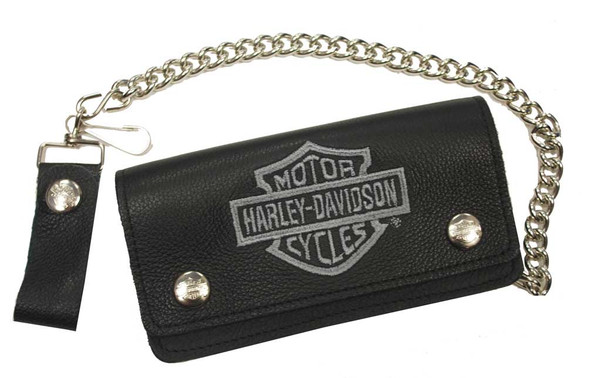 Harley-Davidson Men's Embroidered Bar & Shield Biker Chain Wallet BLK BW808H-2G - Wisconsin Harley-Davidson
