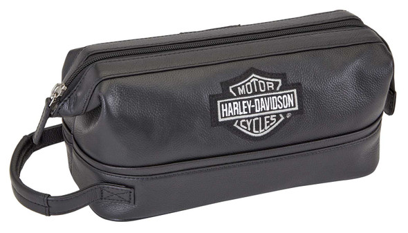 Harley-Davidson Men's Black Leather Toiletry Kit Bag 99609 - Wisconsin Harley-Davidson