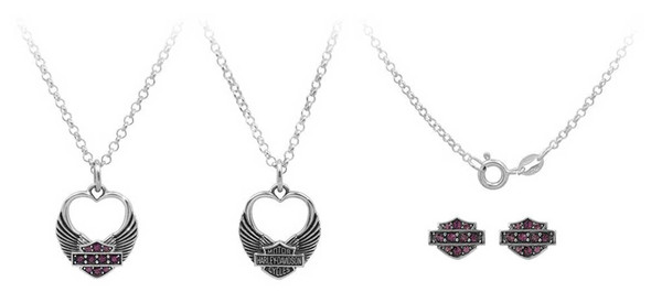 Harley-Davidson® Womens Winged Heart Necklace & Earrings Gift Set