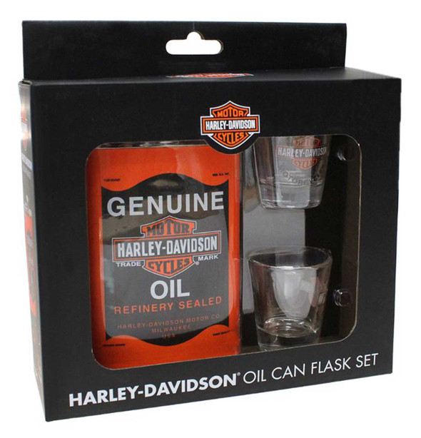 Harley-Davidson® Genuine Oil Can Hip Flask & Shot Glass Gift Set, HDL-18557