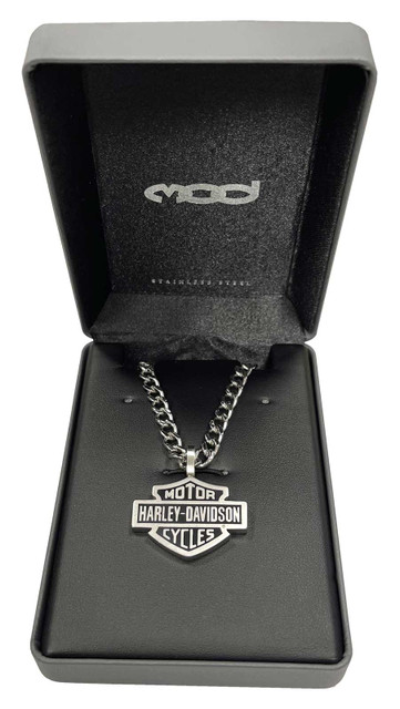 Harley-Davidson® Mens Bar & Shield Curve Link Necklace Stainless