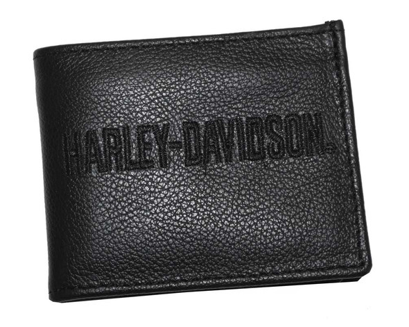 Harley-Davidson Men's Embroidered H-D Wallet Black Leather FB808H-7B - Wisconsin Harley-Davidson