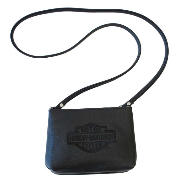 Harley-Davidson Women's Embroidered Bar & Shield Soft Shoulder Bag Black HD29-2B - Wisconsin Harley-Davidson