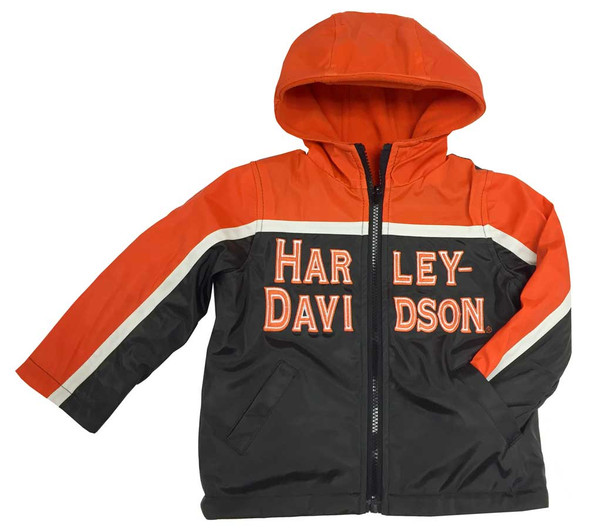 Harley-Davidson Little Boys' Embroidered Reversible Fleece Jacket Orange 6074549 - Wisconsin Harley-Davidson