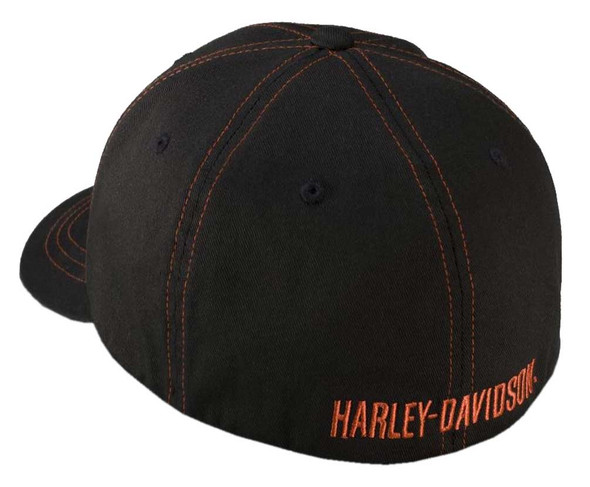 Harley-Davidson® Men's Contrast Stitch Logo Stretch Cap Hat, Black.  99419-16VM - Wisconsin Harley-Davidson