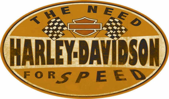 Harley-Davidson The Need for Speed Oval Tin Sign 11 x 18 Inches  2010661 - Wisconsin Harley-Davidson