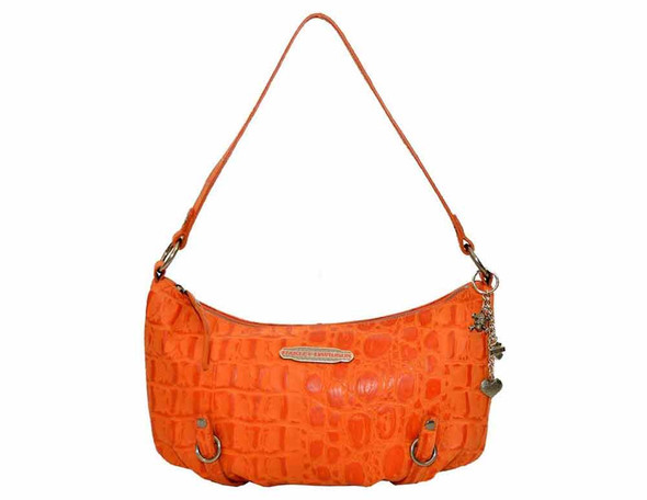 Harley Davidson Womens Orange Hammered Croco Shoulder Bag Purse HC7942L-ORG - Wisconsin Harley-Davidson