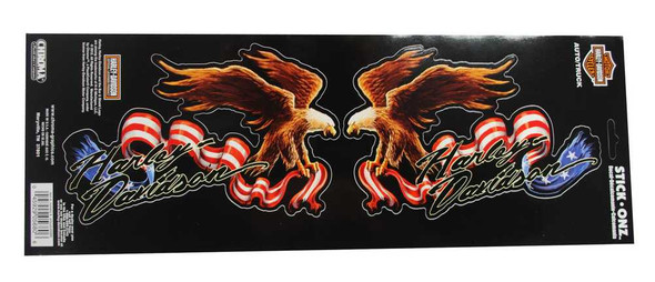 Harley-Davidson American Eagle Ripped Flag Stick Onz Decal, 7 x 4.5 Inch CG5680 - Wisconsin Harley-Davidson