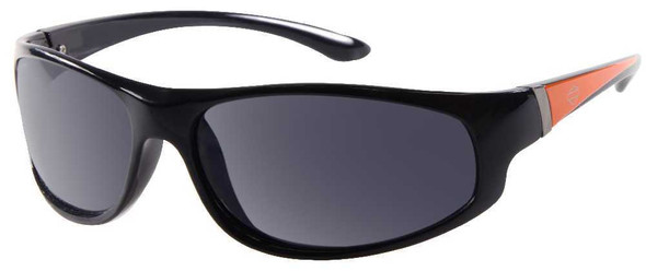 Harley-Davidson Mens Kickstart Sunglass Shiny Black/Orange Grey Lens HDV006BLK-3 - Wisconsin Harley-Davidson
