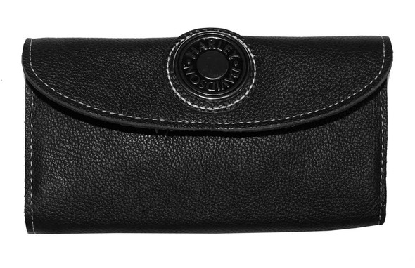 Harley-Davidson Women's Medallion Tri-Fold Wallet Black Leather LO825H - Wisconsin Harley-Davidson