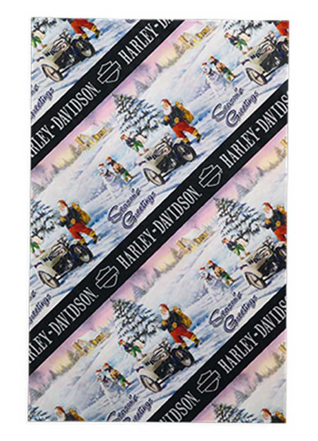 Harley-Davidson Holiday Biker Santa Gift Wrap Roll, Scene in Blues. 96855-16V - Wisconsin Harley-Davidson