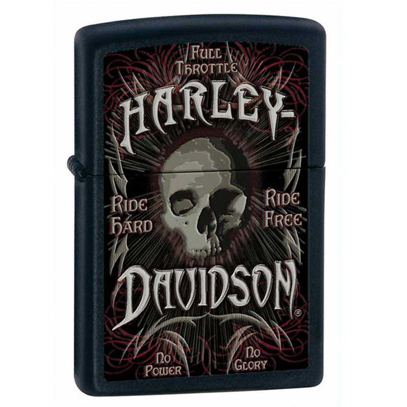 Harley-Davidson Classic Zippo Lighter Matte Black Artistic Skull 24864 - Wisconsin Harley-Davidson