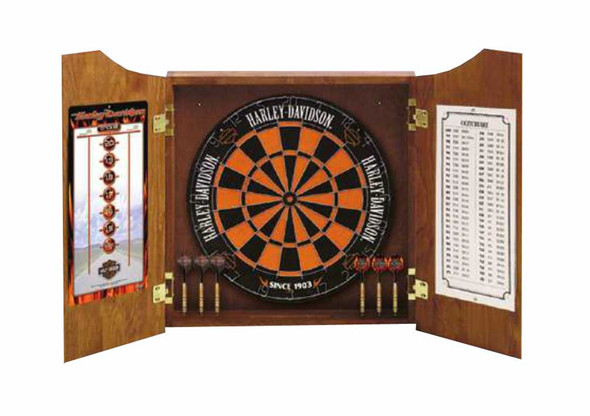 Harley-Davidson® Bar & Shield Darts Kit: Cabinet, Dartboard, Darts