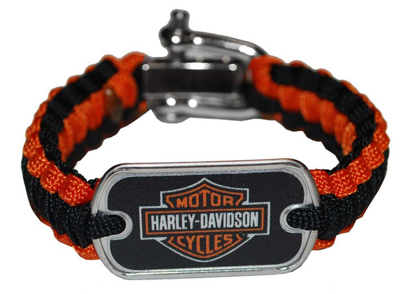 Harley-Davidson Regular Survival Bracelet Steel Black & Orange 8'' 201106778 - Wisconsin Harley-Davidson