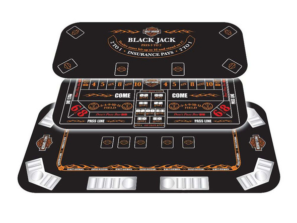 Harley-Davidson Poker Table Top Black Jack 3-IN-1 Casino Games 676 - Wisconsin Harley-Davidson