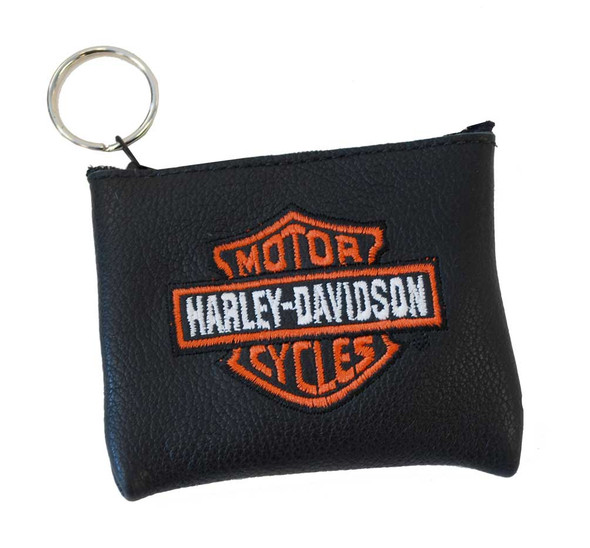 Harley-Davidson Women's Embroidered Orange Bar & Shield Coin Purse Black CP16H-2 - Wisconsin Harley-Davidson