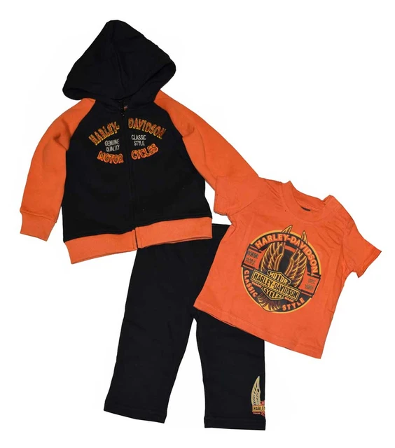 Harley-Davidson Baby Boys' 3-Piece Pant Set, Newborn Bar & Shield Winged 3352362 - Wisconsin Harley-Davidson