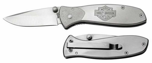 Harley-Davidson TecX Tags-L B&S Pocket Knife Polished Stainless Handle 52083 - Wisconsin Harley-Davidson
