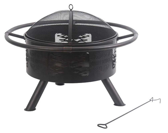 Harley-Davidson Flaming Bar & Shield Fire Pit, Steel Construction HDL-10066 - Wisconsin Harley-Davidson